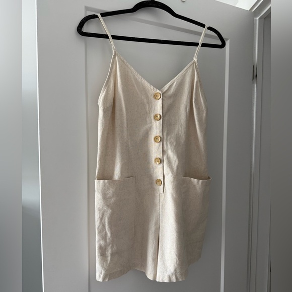 Natural beige linen romper - size Small (S) - Picture 5 of 7